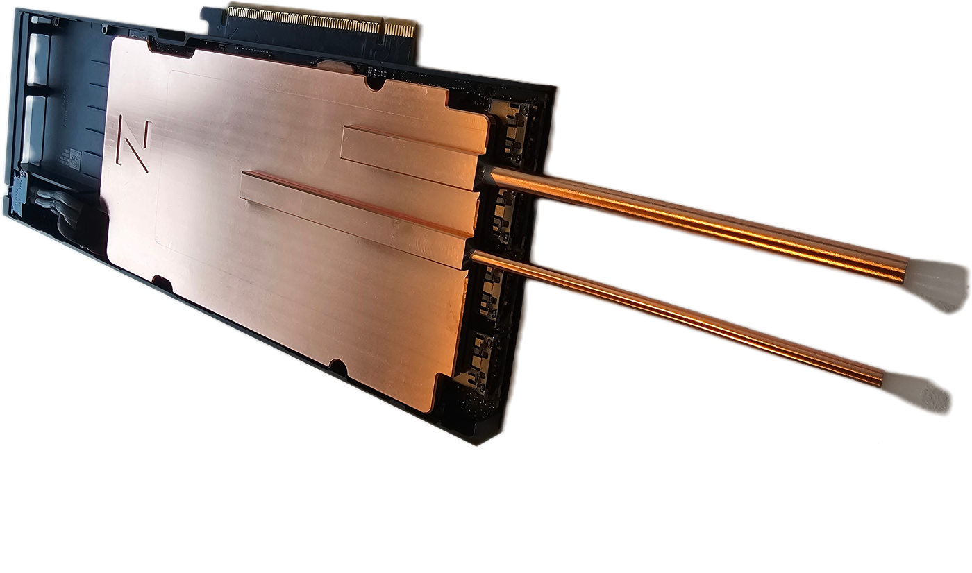 OmniTherm cold plate on an NVIDIA RTX PRO 6000 Blackwell Server Edition card